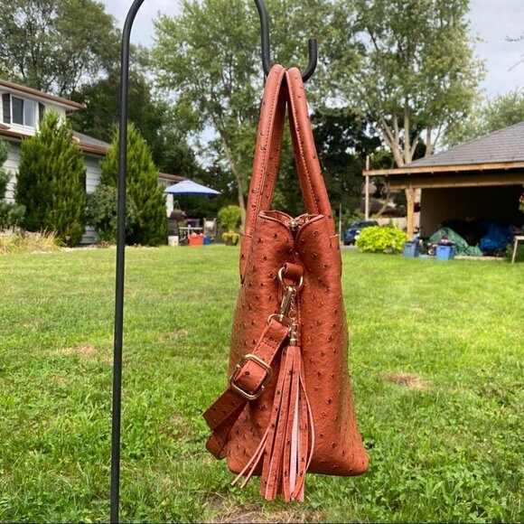 Grossi Burnt  Orange Textured Faux Leather Handbag - Picture 4 of 14